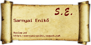 Sarnyai Enikő névjegykártya